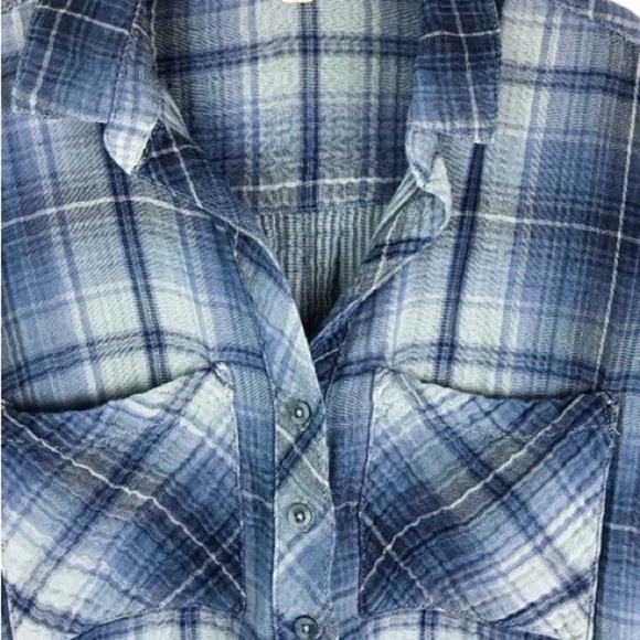 Anthro’s Cloth & Stone,Breezy Plaid Button Down Blouse,Sinfully Soft,Button Up - Picture 12 of 13